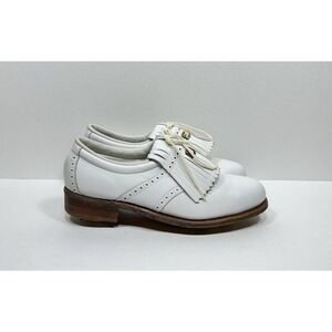 VTG FootJoy Classics Golf Shoes Womens Sz 8 B Narrow White Saddle 91538 USA